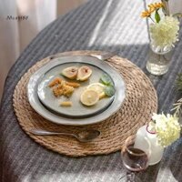 Mcehkf 4 / 6 Chiếc Nồi Thảm Dệt Tay Mây Placemats Tròn Cách Nhiệt Thảm Tự Nhiên Mới