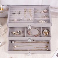 Mcehkf Acrylic Nhung Trang Sức Tổ Chức Với 3 Ngăn Kéo Xếp Chồng Hiển Thị Bảo Quản Bông Tai Vòng Cổ Vòng Tay Hộp Đựng Dành Cho Nữ Mới