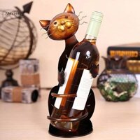 Mcehkf Mèo Giá Đựng Rượu Hình Mèo Giá Đỡ Rượu Đứng Kim Loại Trang Trí Mèo Rượu Chai Điêu Khắc Dễ Sử Dụng Mới