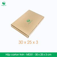 MD31 - 30x25x3 cm - 25 Thùng hộp carton trơn đóng hàng