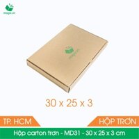 MD31 - 30x25x3 cm - 50 Hộp nắp gài thùng carton đóng hàng tiện lợi