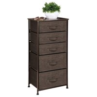 mDesign Vertical Dresser Storage Tower - Sturdy Steel Frame, Wood Top, Easy Pull Fabric Bins - Organizer Unit for Bedroom, Hallway, Entryway, Close...