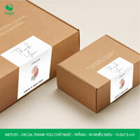 MDTV01 - 10.5x7.5 cm -1000 Decal Thank you hình chữ nhật dán hộp carton, Lable, tem nhãn cảm ơn