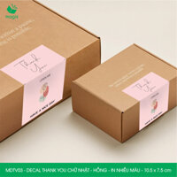 MDTV03 - 10.5x7.5 cm - 1000 Decal Thank you hình chữ nhật dán hộp carton, Lable, tem nhãn cảm ơn