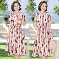Mẹ Trung Niên Mặc Váy Mùa Hè Phong Cách Phương Tây Cổ Hẹp Người Cao Tuổi Trung Niên Váy Size Lớn Ôm Hơn Nhìn Nữ Giữa @