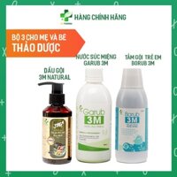 [Mẹ và bé] - Dầu gội thảo dược 3M Natural + Nước súc miệng Garub 3M + Tắm gội trẻ em Borub 3M -