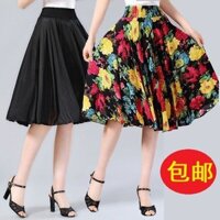 Mẹ Váy Trung Niên Người Cao Tuổi Váy Nữ Người Cao Tuổi Váy Dài In Hình Mùa Hè Váy Nhảy Múa Váy Băng Lụa Mặt Trời