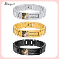Meaeguet Cá Tính Tùy Chỉnh Màu Sắc Hình Ảnh Và Tên Khắc Vòng Tay Cong Đen / Vàng / Bạc Chất Liệu Thép Không Gỉ Có Thể Điều Chỉnh