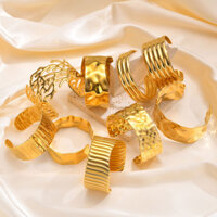 Meaeguet Vòng tay vàng 18K cho phụ nữ, vòng tay điều chỉnh mở, trang sức thời trang bằng thép không gỉ không phai màu