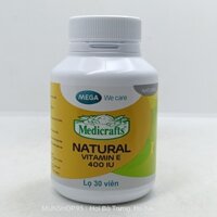 Medicrafts Natural Vitamin E 400 IU lọ 30v - Bổ sung và dự phòng thiếu hụt vitamin E, giúp phòng ngừa quá trình lão hóa