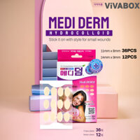Mediderm] Miếng dán Hỗ trợ giảm mụn Hydrocolloid / Miếng dán chăm sóc vết thương 36 cái + 12 cái