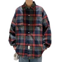 Meek Fantisia Hàng Ngày Áo sơ mi kẻ ô kẻ ca rô nam áo sơ mi kẻ ô Người Đàn Ông Của in kẻ sọc vuông Cardigan Áo Top Thời Trang Đường Phố Thời Trang Cho Mùa Thu Mùa Xuân vừa rộng Với Túi Ngực Phong cách hợp thời trang