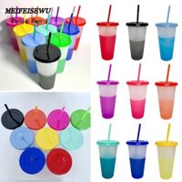 Meifeisewu 10 Cái / bộ 24oz 710ML Cốc Sippy Mùa Hè, Có Nắp Sippy Bubble Trà Chai Nước Cà Phê, Cốc Lạnh Nước ép Dung Tích Lớn Cốc Sữa Uống Ấm Siêu Tốc