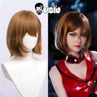 Meiko Cosplay Tóc Giả HSIU 35CM Tóc Ngắn Nâu Chịu Nhiệt Tổng Hợp Tóc Giả + Mũ Tóc Giả Anime Sister Mei Meiko Cosplay Tóc Giả