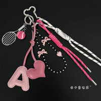 Meining Sauce ~ Black Pink Cool Love Letter Miu Pendant Creative Niche Three-Dimensional Bag Ornaments Lanyard Keychain CPSg