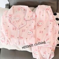 MEIQUIYI Bộ đồ Pijama nữ dài tay in hoạ tiết động vật dễ thương