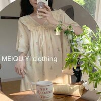 MEIQUIYI Đầm nữ bèo mặc ở nhà hoạ tiết in hoa lá nhiều mẫu lựa chọn