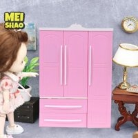 Meishao Ba Cửa Màu Hồng Hiện Đại Tủ Quần Áo Cho Búp Bê Nội Thất Quần Áo Phụ Kiện Đồ Chơi Đẹp