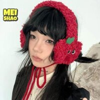 Meishao Thiết Kế Hình Dạng Dễ Thương Màu Đỏ Sang Trọng Bịt Tai Cho Nữ Thu Đông Ấm Bảo Vệ Tai Thời Trang Đa Năng Dây Đeo Tóc Đẹp