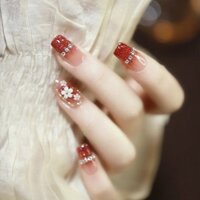 Mềm Trắng Mạ Vàng Hoa Hồng Đỏ Kim Cương Pháp Chuyển Đổi Lấp Lánh Năm Mới Sản Phẩm Làm Móng Tay Handmade Đeo Giáp