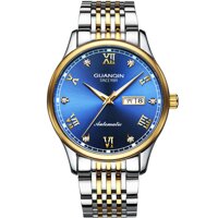 Men Analog Fashion Rhinestone Automatic Self-Winding Mechanical Stainless Steel Band Business Wrist Watch Luminous