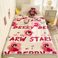 Mền Lông Cừu Gấu Dâu Lotso,Chăn tuyết DISNEY cao cấp [Chính Hãng] siêu mềm mịn cho bé đi học,làm việc văn phòng 1.2x1.5m