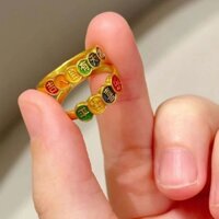 Men Lucky People Own Heavenly Phase Ring Nữ Việt Nam Cát Vàng Vương Quốc Hợp Thời Trang Hòa Bình Niềm Vui Phương Pháp Cổ Chỉ Số Mở F