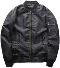 Men MA-1 Jacket Solid Full-Zip Lightweight Baseball Bomber Jacket Coat