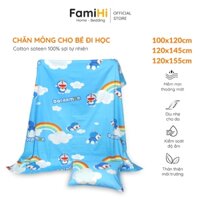 Mền mỏng cho bé đi học Cotton Sateen FamiHi cao cấp, vỏ chăn kéo khóa lồng được ruột 100x120, 120x145, 120x155cm.