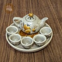 [MEN RẠN NỔI] Bộ trà 5 sen bày ban thờ cúng gia tiên phong thủy gốm ALL sứ Bát Tràng