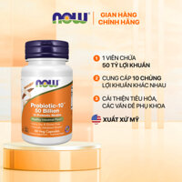 Men vi sinh Now Probiotic 50 Billion (50 viên) chứa 50 tỷ lợi khuẩn, hỗ trợ hệ tiêu hóa, phụ khoa