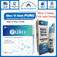 Men vi sinh PURO 4 tỷ lợi khuẩn probiotic giảm táo bón tiêu chảy cho bé hộp 10 ống HCM PHARMA DHG23