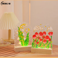 Meng NI Tulip Đèn ngủ Thủy tinh Tranh thủ công DIY Vật liệu tranh gợn nước Đèn Acrylic Tấm quà tặng Giáng sinh