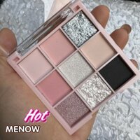 Menow / menow Dreamland Bảng Phấn Mắt Chín Màu Vui Nhộn 4 Kết Cấu Lớn Một Bảng Đa Năng Mờ Mịn Nhấp Nháy Ngọc Trai Compre