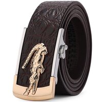 Men's Belt Genuine Leather Crocodile Pattern Business Suits Casual Ratchet Dress with Automatic Sliding Buckle 35mm Wide