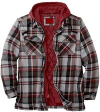 Men's Buffalo Plaid Jacket Flannel Hooded Shirt Jacket Casual Long Sleeve Zipper Button Drawstring Hooded Plaid Fur Lined Jacket Outwear Coat