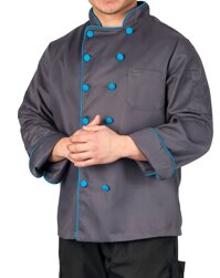Men's Executive Chef Coat with Contrast Piping and Buttons