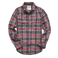 Men's Flannel Shirt Two-ply 100% Cotton Pre Washed Vintage Look Plaid Work Shirt