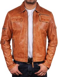 Mens Genuine Biker Leather Jacket Bomber Coat Designer