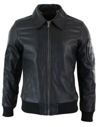 Mens Genuine Real Leather Harrington Bomber MA1 Classic Pilot MOD Jacket