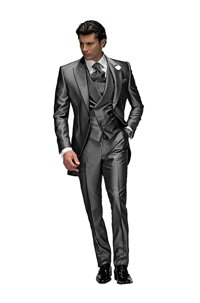 Men's Modern Silver Gray 3 Pieces Tuxedo Suits for Grooms