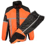 MEN'S MOTORCYCLE MOTORBIKE 100% NYLON RAIN SUIT GEAR LIME & ORANGE DURABLE (4X - Big, Orange)
