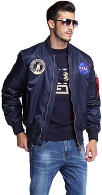 Men's NASA Embroidered Badge MA-1 Bomber Flight Jacket