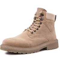 Men's Penny Oxford Leather Up Classic Comfortable Combat Boots for Men High Top Shoes Lace up Style Faux Suede Stave Toe Stitched Anti Slip Com...
