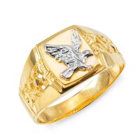 Men's Polished 10k Yellow Gold Open Nugget Band American Eagle Ring