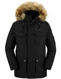 Men's Puffer Jacket Thicken Winter Coat Parka Coat with Fur Hooded