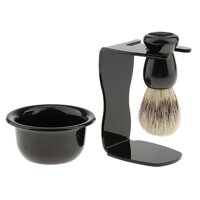 Mens Shave Set Shaving BrushSteel Stand Holder Bowl Travel Kit