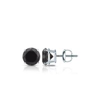 Men's Solitaire Black Diamond Stud Earrings (1/2 to 4 carat TW) 4 Prong Basket, Screw-Back, Platinum Gold