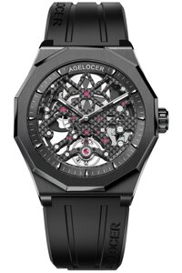 Men's Watch Fashion Top Brand Black Skeleton Mechanical Automatic Watch Rubber Strap Waterproof Watches for Men