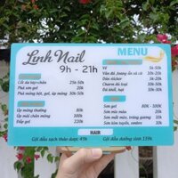 Menu, bảng báo giá cho tiệm Nail, makeup, quán tóc , salon, quán ăn, nhà hàng , đa dạng mẫu mã